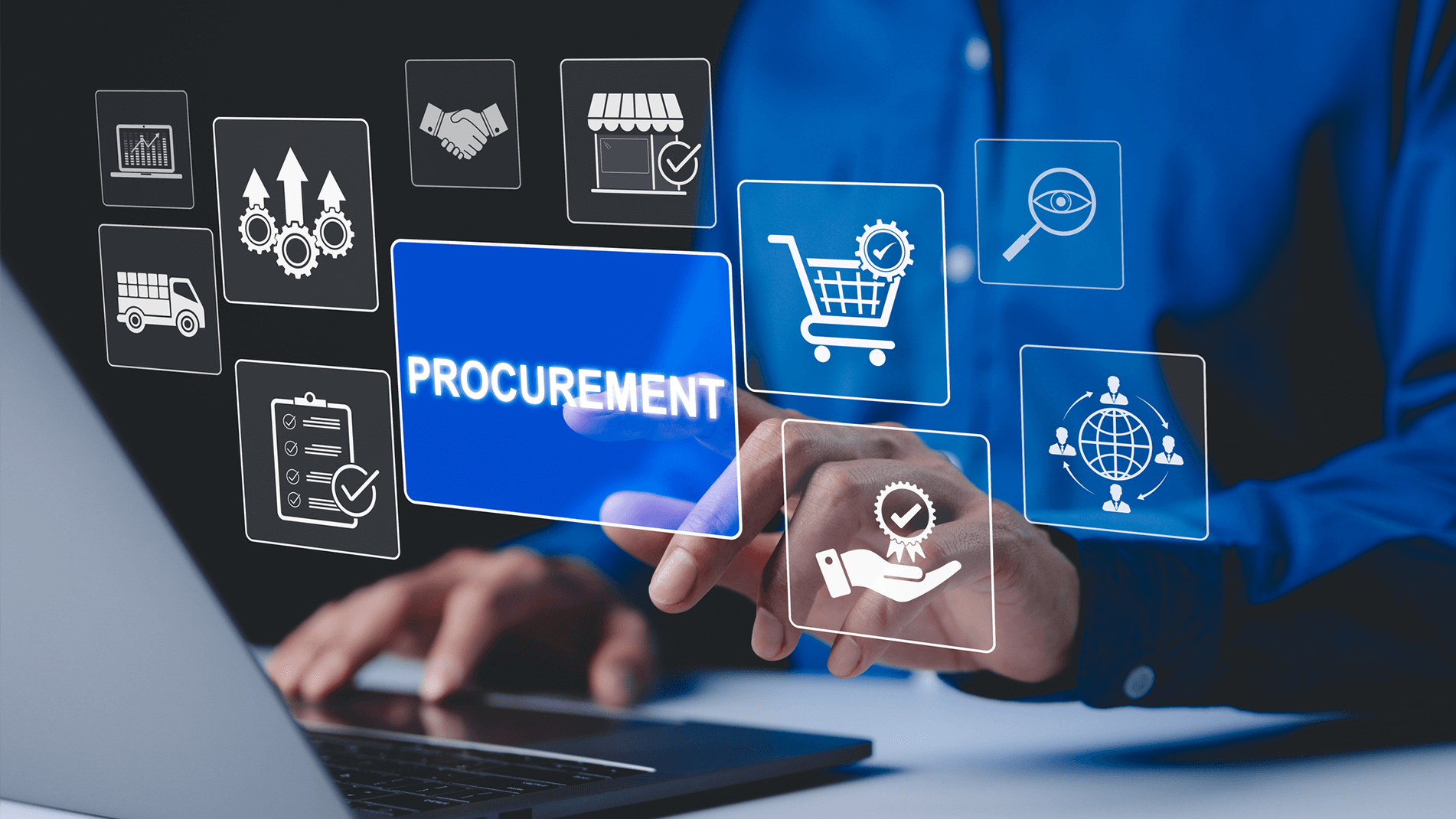 Inventory-Visibility-Availability-In-Page-5.png Abstract image of data and a person typing on a laptop keyboard.