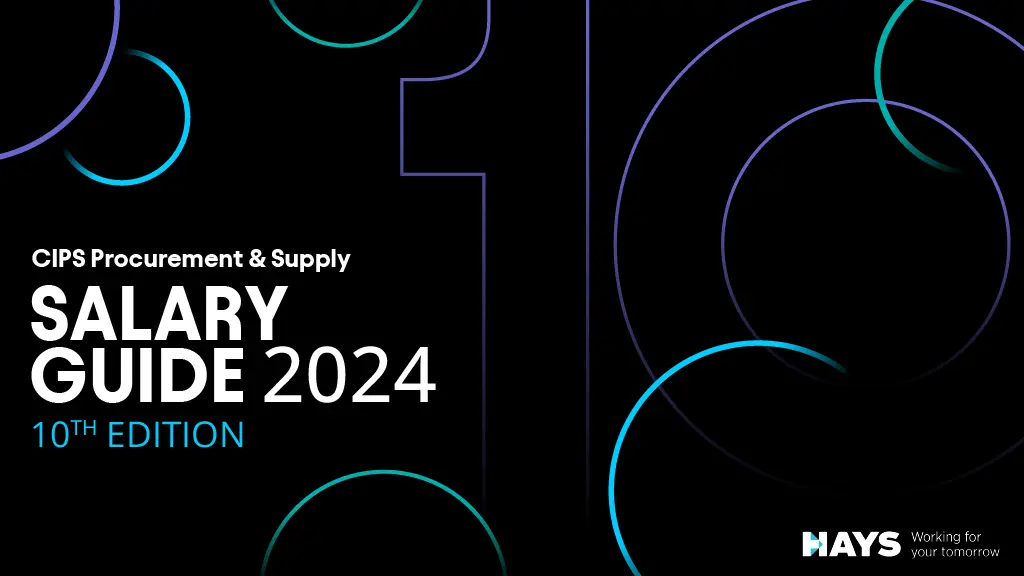 Cover of the CIPS Procurement & Supply Salary Guide 2024, 10th edition, presented in partnership with Hays.