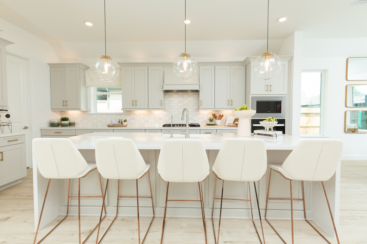 kitchen with large island and sink-adjacent window