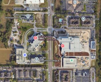 Google maps satellite view of Moffitt's McKinley campus