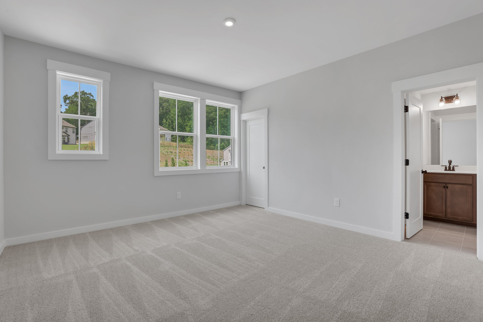 secondary bedroom with windows and carpet