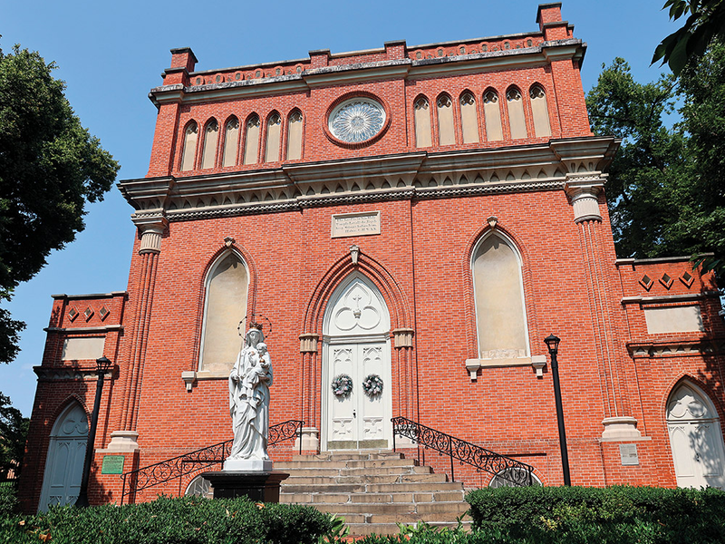 The Chapel of the Presentation of the Blessed Virgin Mary, the original chapel of St. Mary&rsquo;s Seminary, stands on North Paca Street in Baltimore