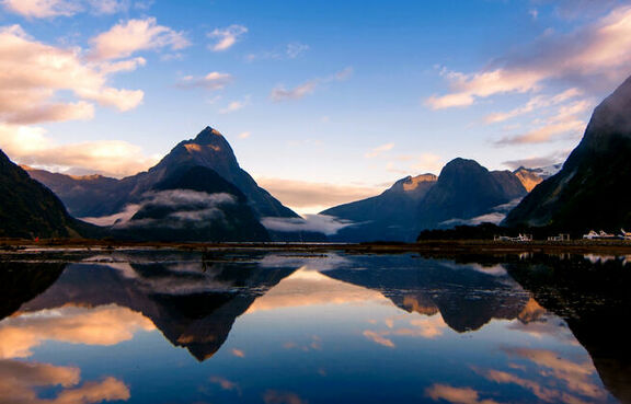 Lake surrounded by lakes at sunset 