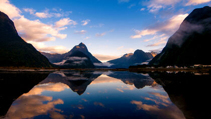 Lake surrounded by lakes at sunset 