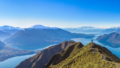 View of lakes from mountaintop