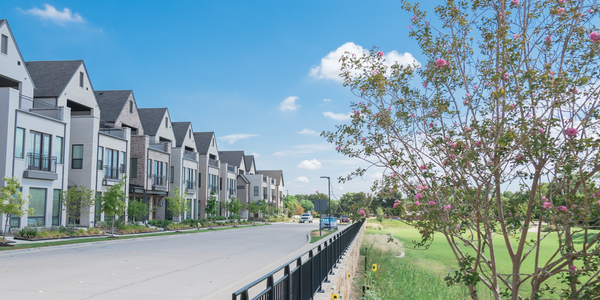 Row of newly built homes