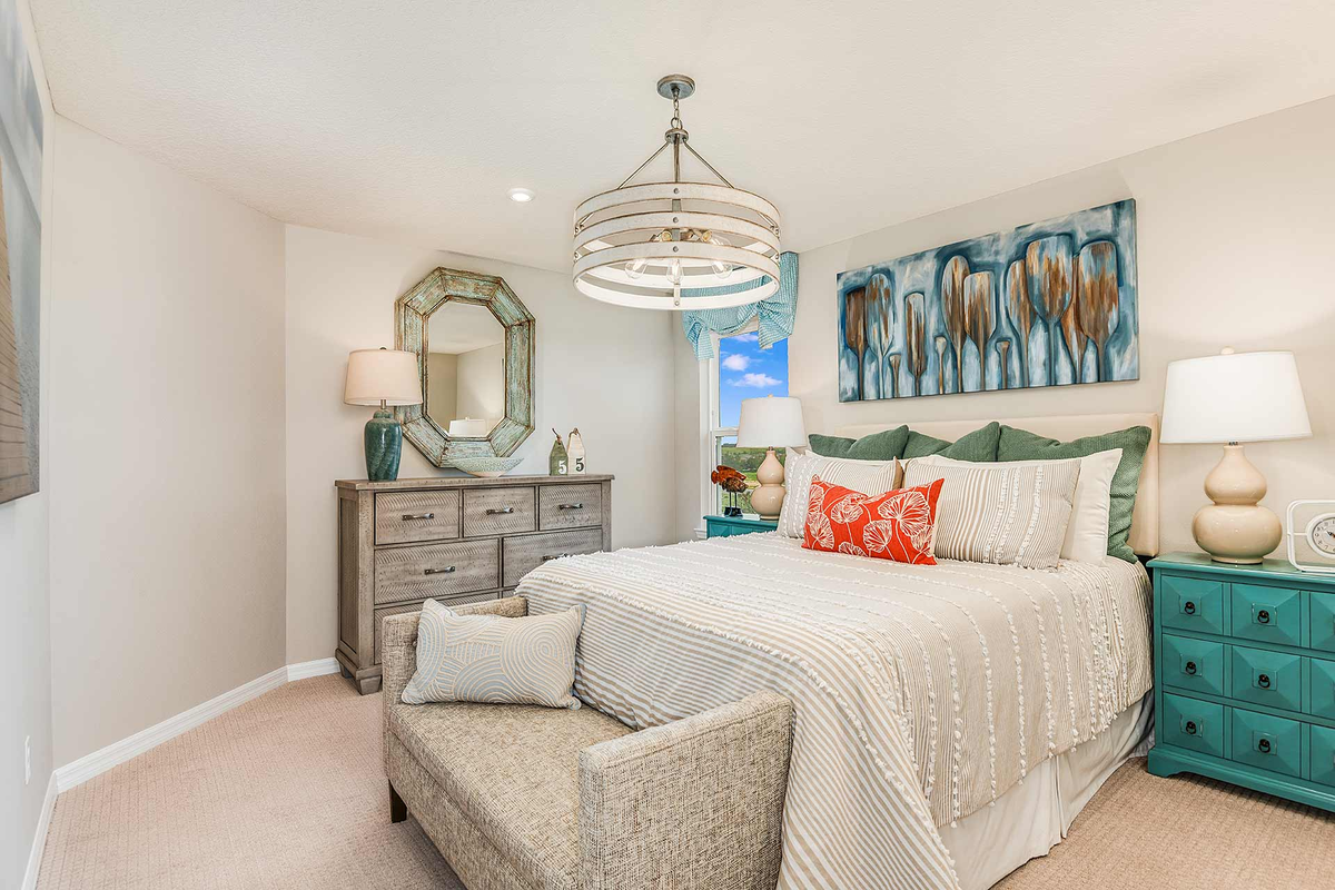 fourth bedroom with bed, bench, and nightstands