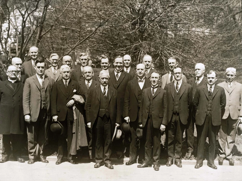 The Knights of Columbus Board of Directors gather outside the White House following a meeting with President Calvin Coolidge in April 1926.