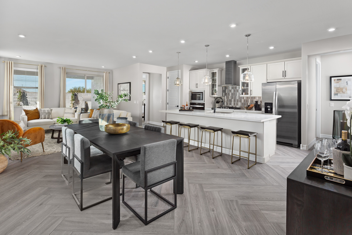 open-concept dining and living space