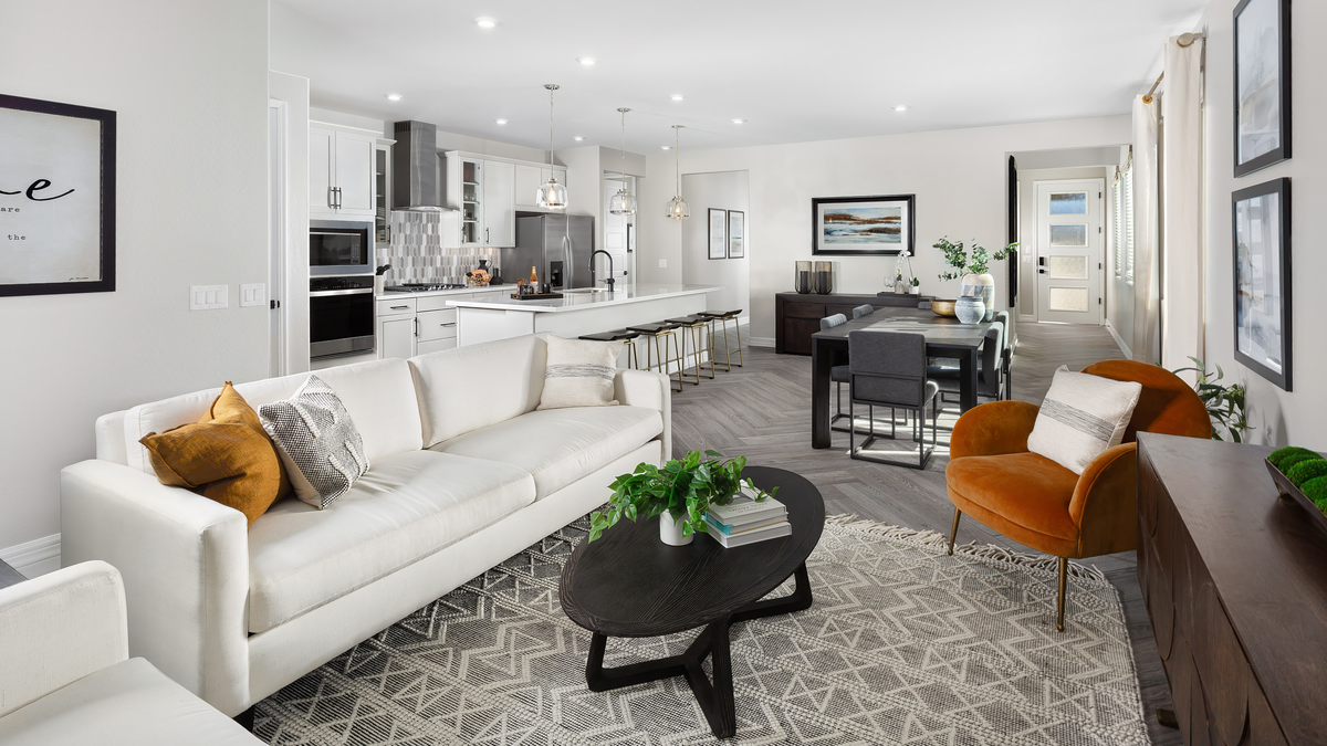 open-concept living space with couch and chair