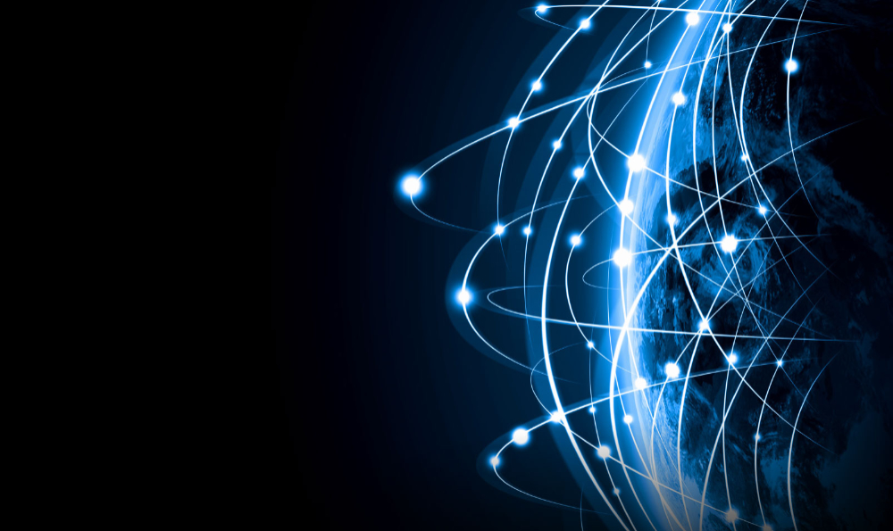 Digital illustration of Earth with glowing network connections representing global communication and connectivity