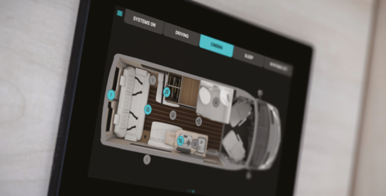 Fathom e-power system control screen in RV