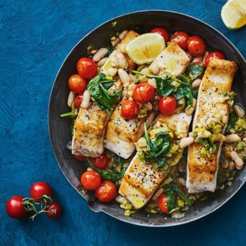 One-Pan Fish with Beans and Tomatoes