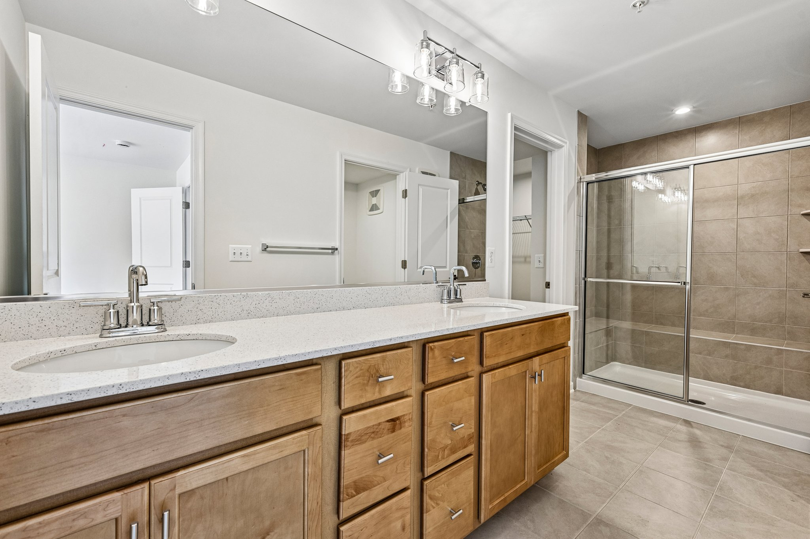 primary bath with dual vanities