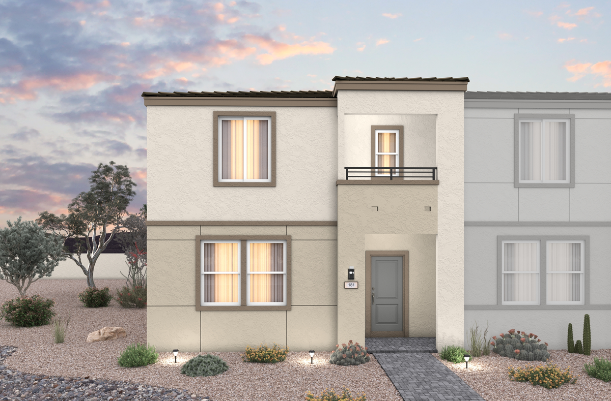 two story townhomes with grey pavers