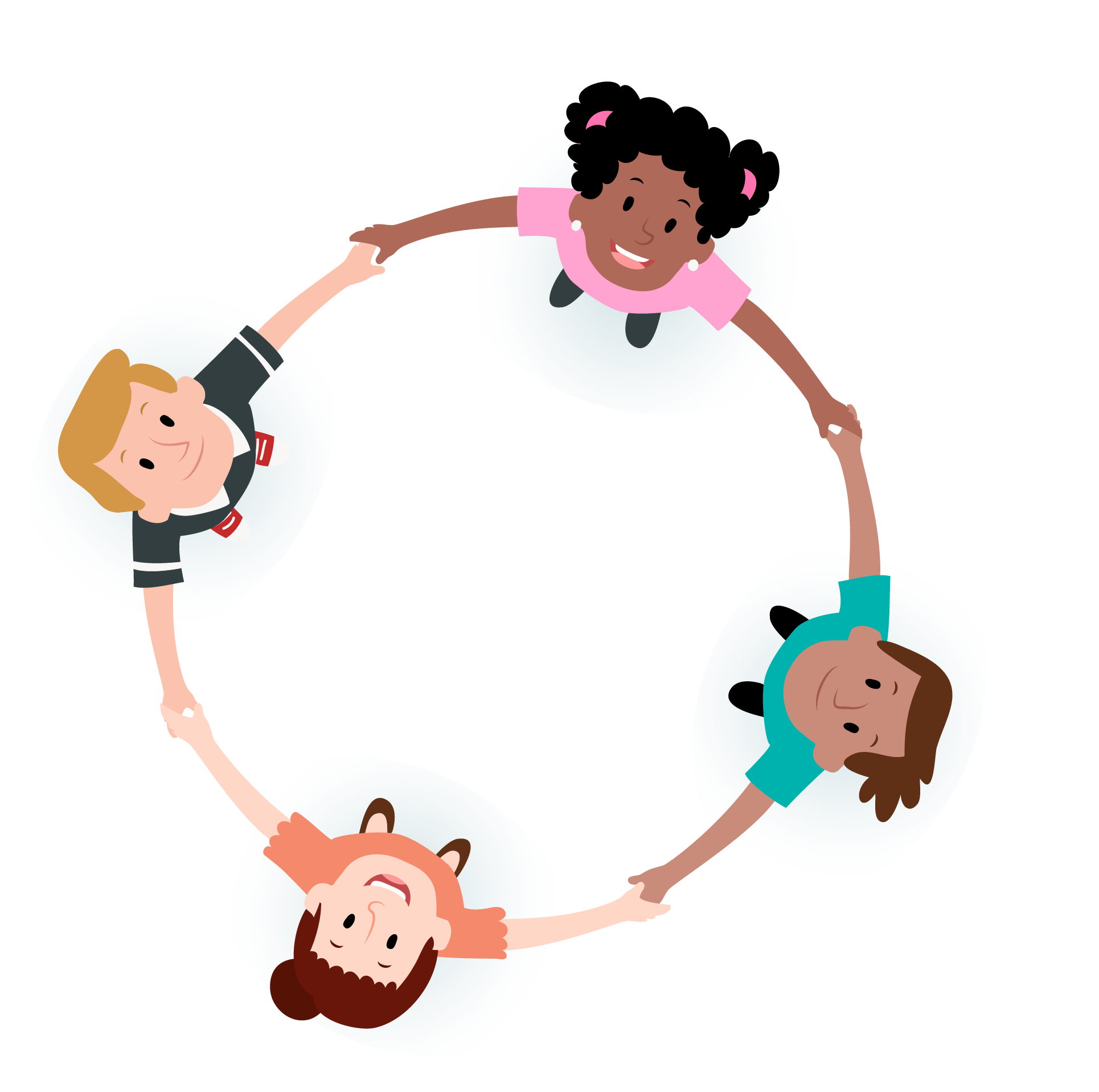 Illustration of kids in a circle holding hands
