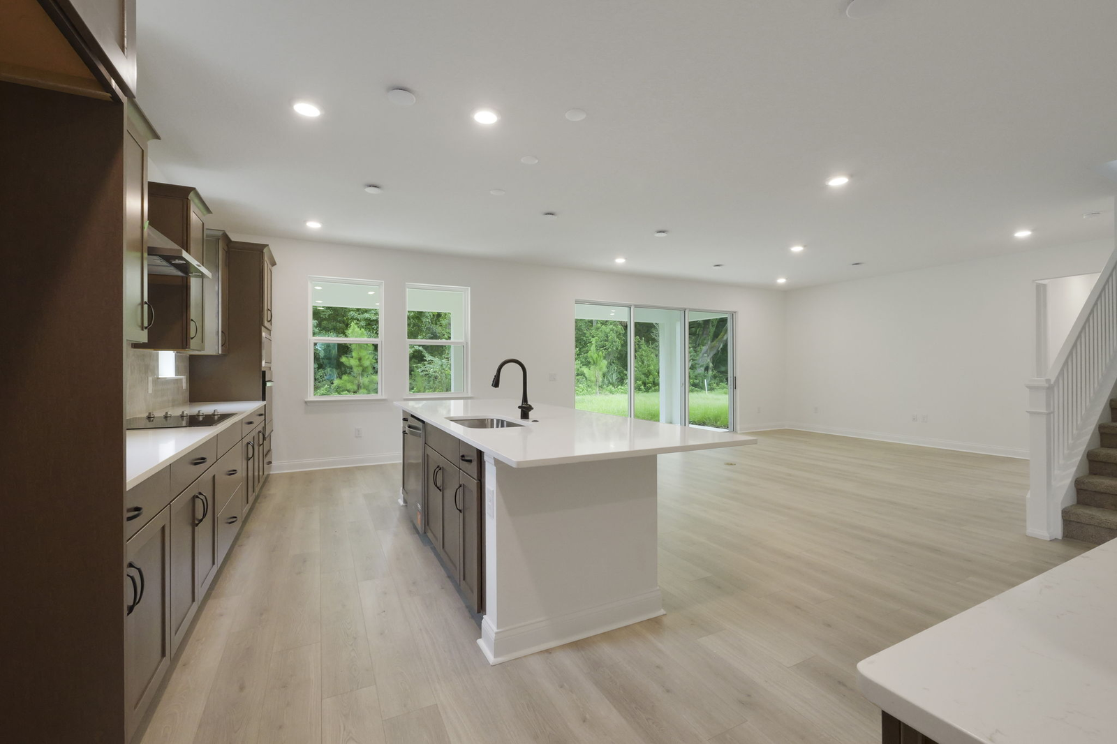 kitchen with view of lanai and access to the great room
