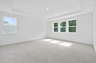 room with carpet throughout and tray ceilings 