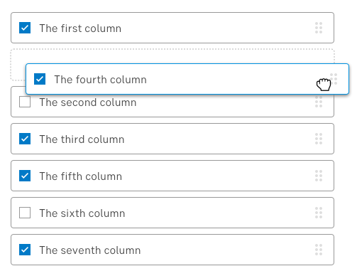 Component: Column customiser