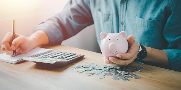 A person saving money