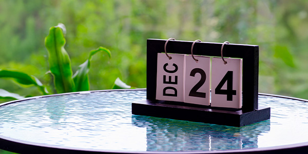 A calendar showing December 24