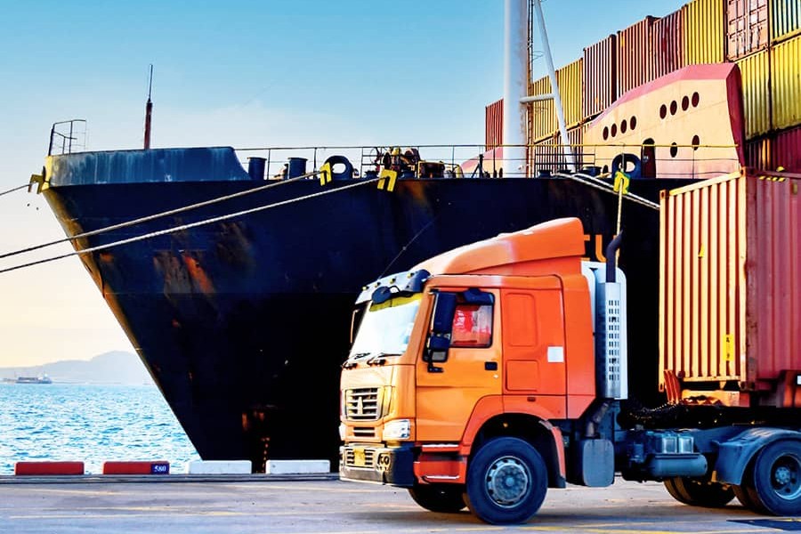 Truck at a sea port