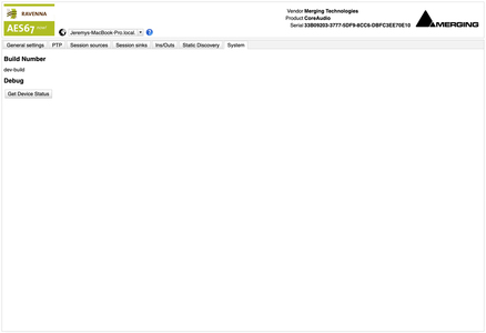 VAD Standard AoIP Driver Web Settings System Screenshot