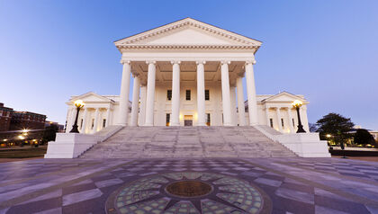 Virginia state capitol building in Richmond, VA