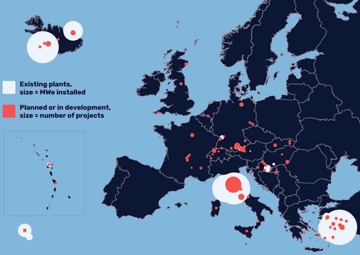 Where Europe’s geothermal plants are located