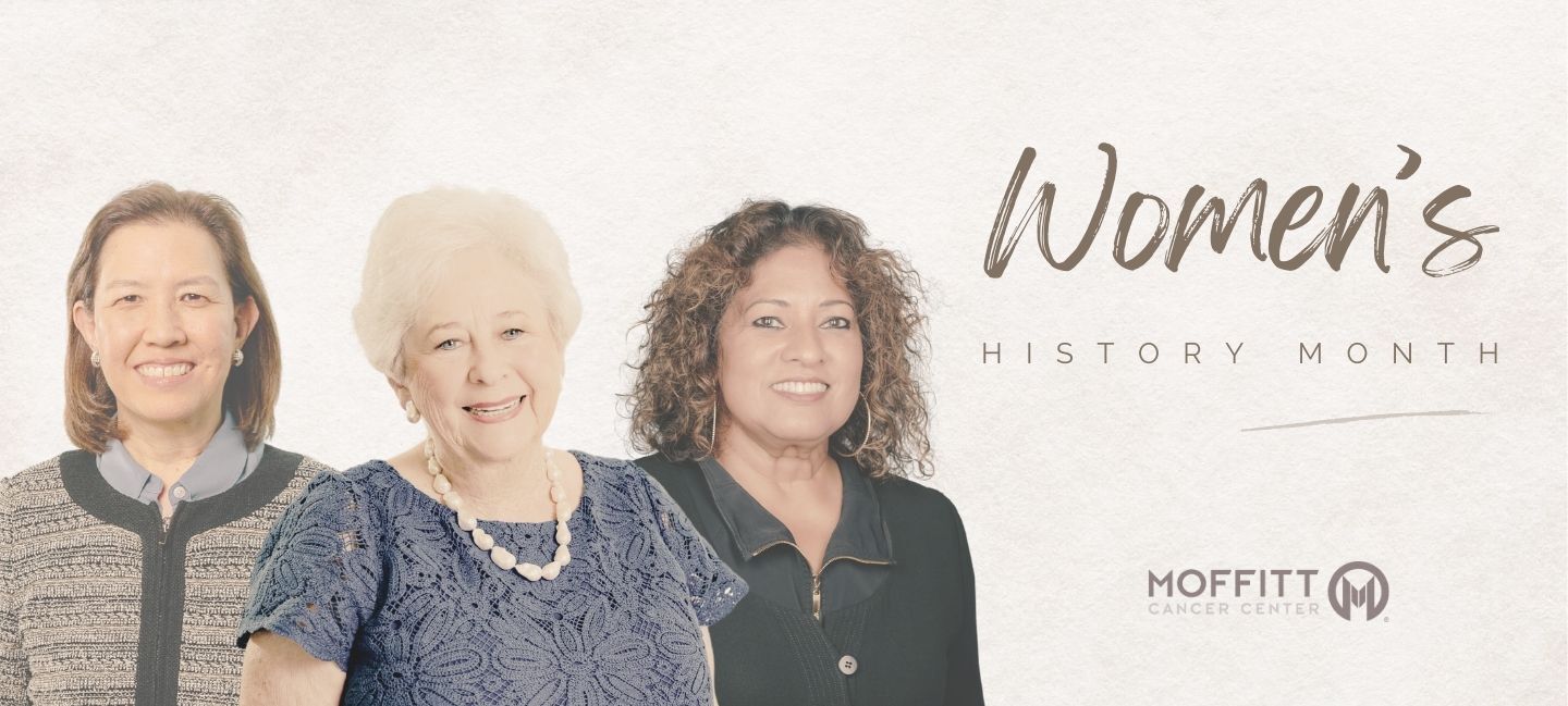 From left: Karen Lu, MD; Celia Ferman; and Nagi Kumar, PhD, are all making a powerful impact on Moffitt's mission.