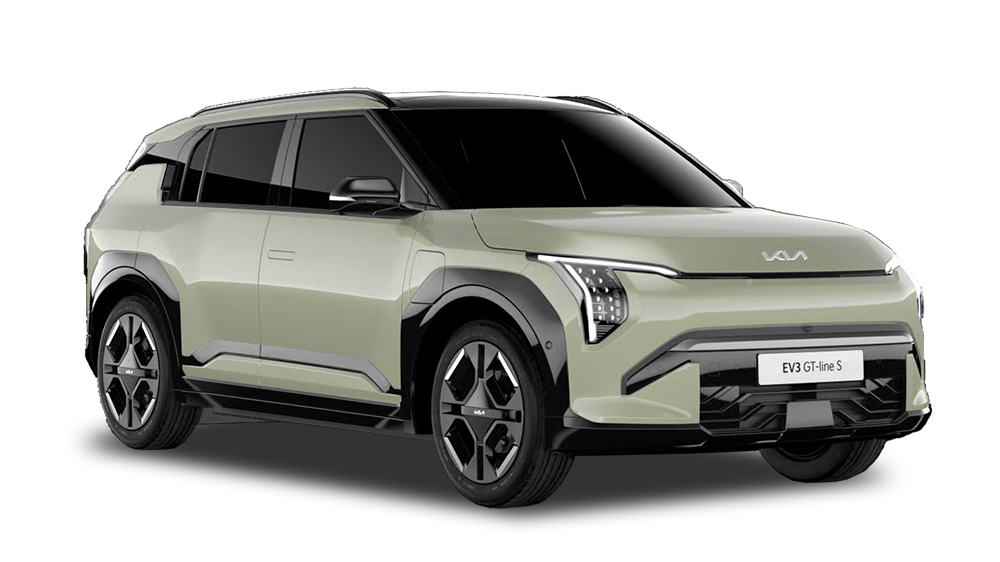 Light green Kia EV3 electric SUV shown on a plain background.