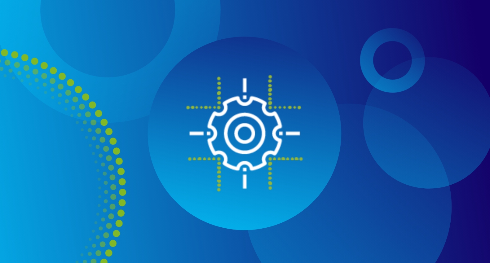 Category management icon with central gear and dotted lines