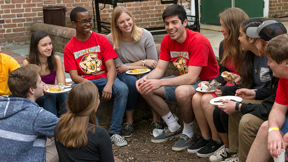 Members of Council 13295 and other University of Maryland students enjoy the council’s cookout at the Catholic Student Center on April 28, 2018.