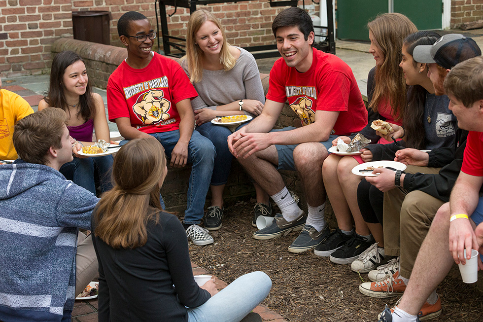 Members of Council 13295 and other University of Maryland students enjoy the council’s cookout at the Catholic Student Center on April 28, 2018.