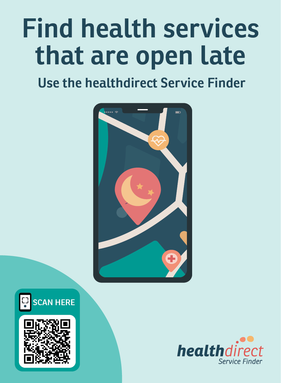 healthdirect Service Finder — after hours