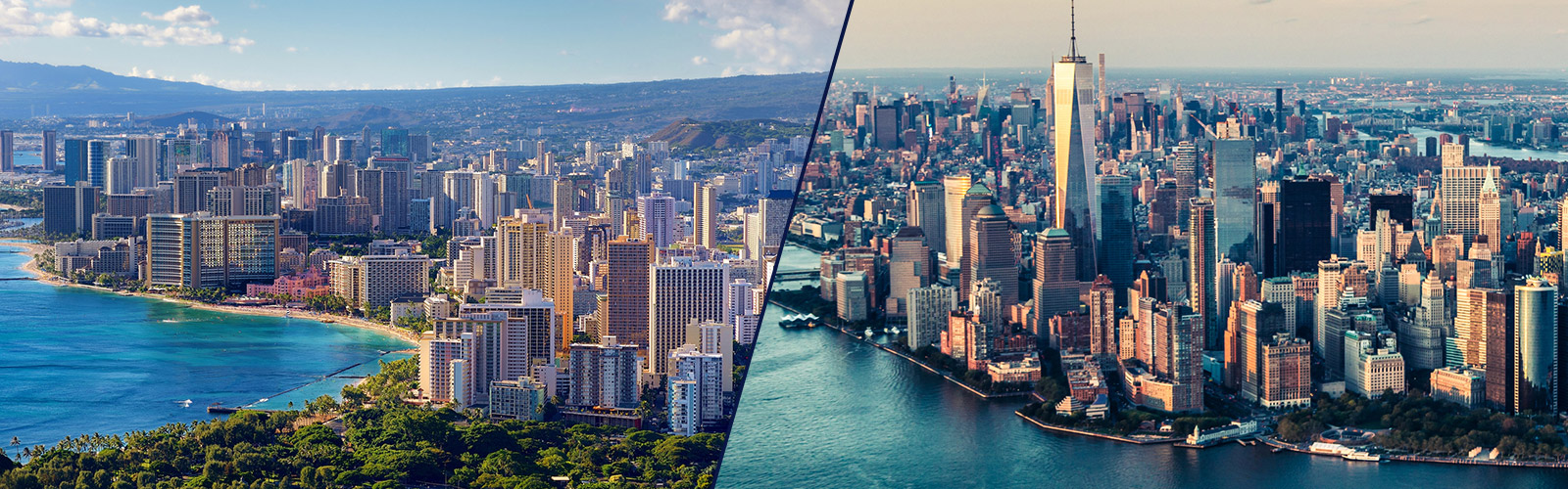 hawaii and new york skylines