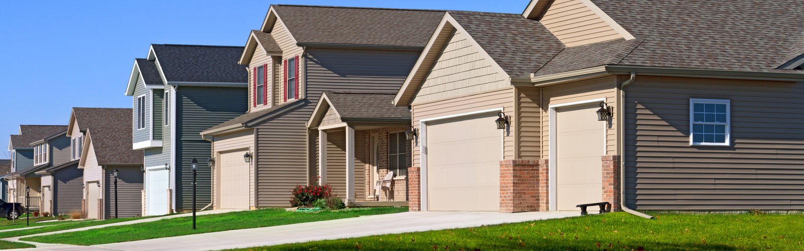 A row of homes in a neighborhood
