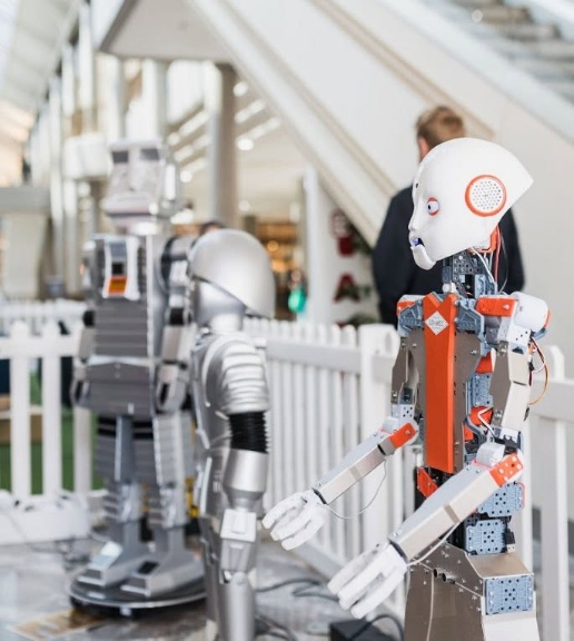 Robots in fenced off area