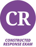 Icon of the white letters CR in a purple circle, with the text