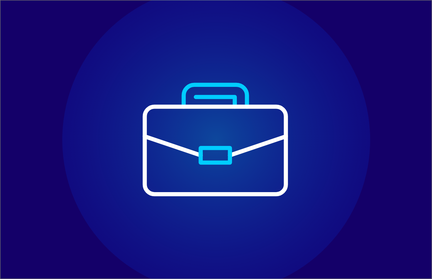 Line icon of a professional briefcase, symbolizing career progress and employment.