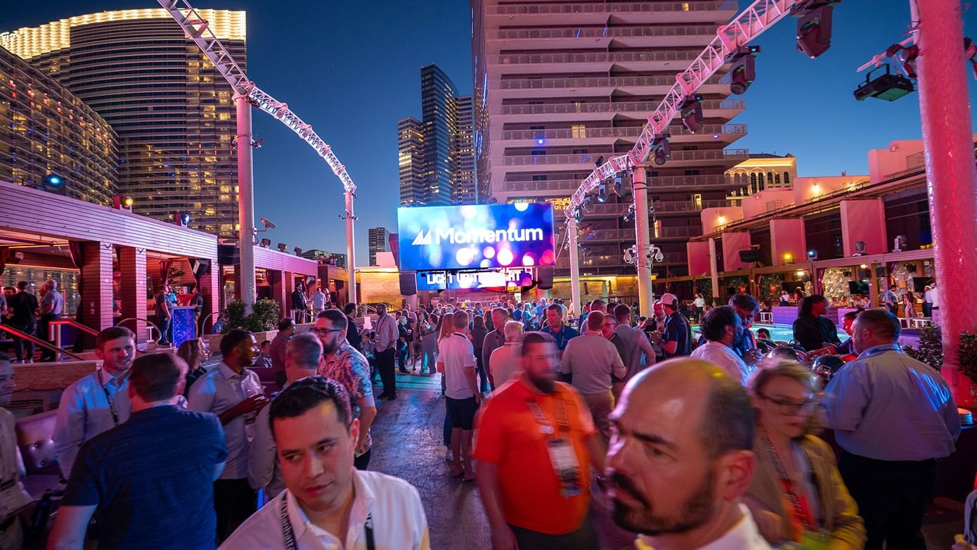 An outdoor party scene with people