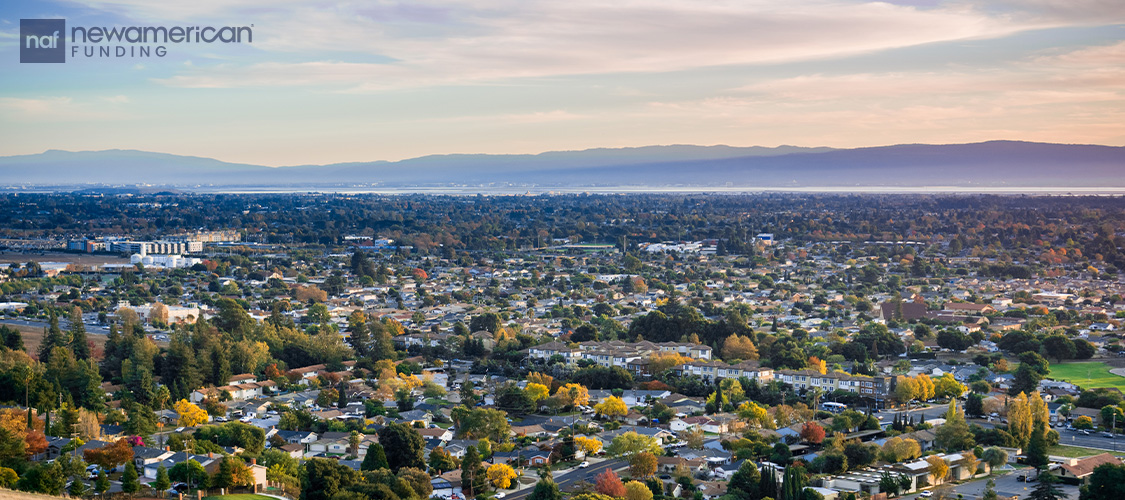 An aerial shot of Fremont, Calif.