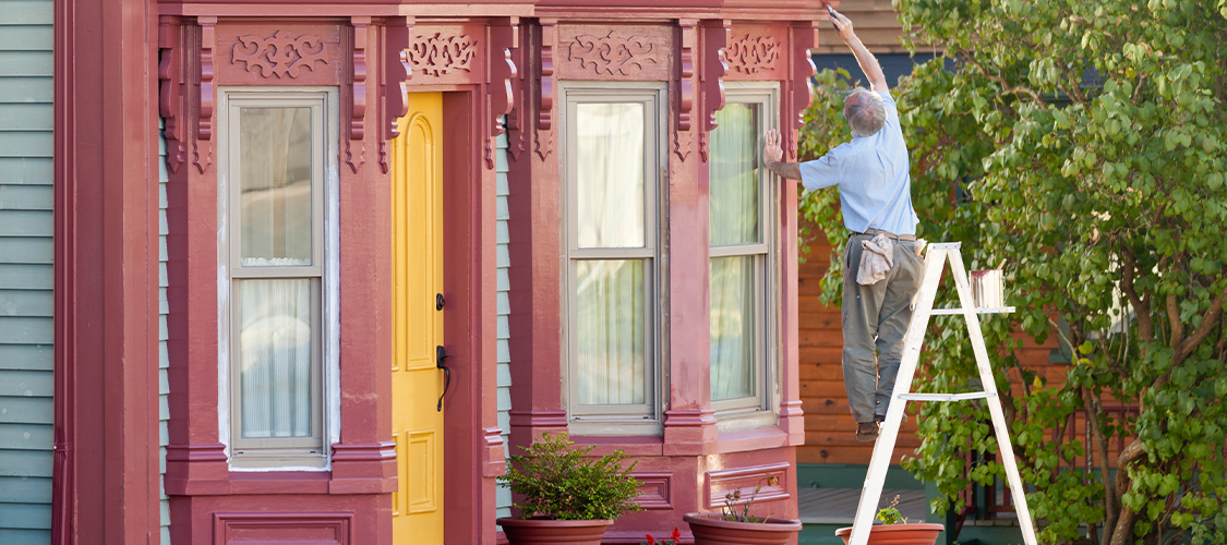 Someone doing repairs on a historic home