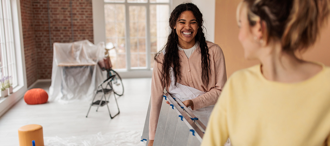 A young couple renovating their home