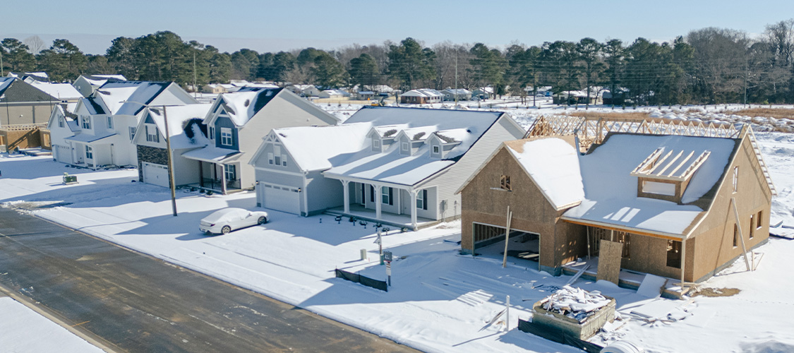 New construction homes in winter