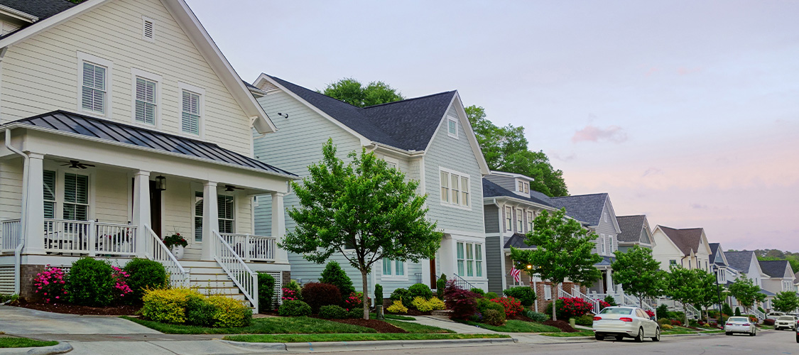 Older home on a tree-lined street