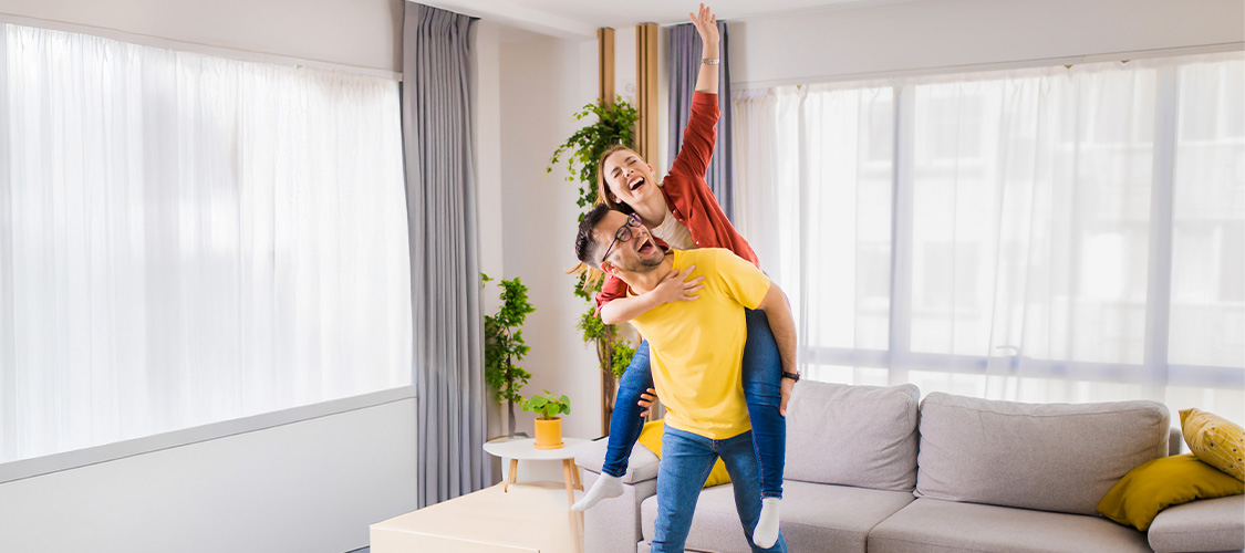 New homeowners celebrating