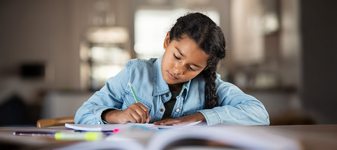 A child doing their homework