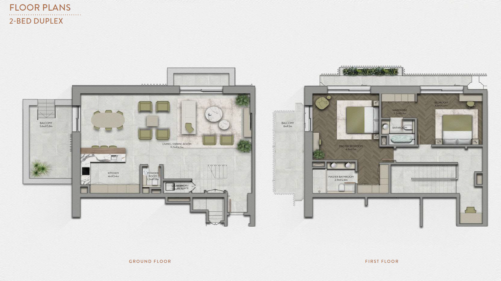 Sama Yas 2 bedroom duplex floor plan