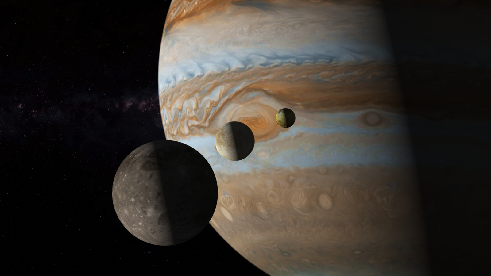 Europa moons in orbit around Saturn
